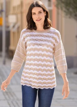 Damen Mona Pullover<Pullover mit Ringeldessin und Wellenoptik