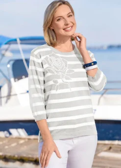 Damen Mona Pullover<Pullover mit Rosenmotiv