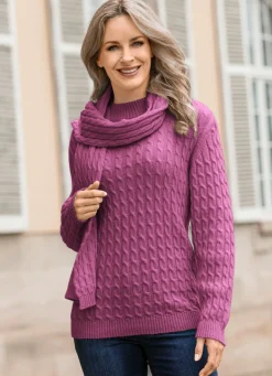 Damen Mona Basics|Pullover<Pullover mit Schal in weicher Qualität