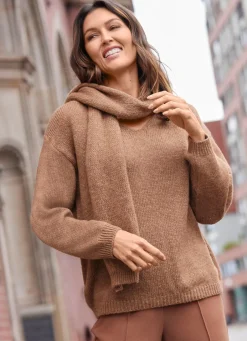 Damen Mona Pullover|Basics<Pullover mit Schal und in flauschiger Kuschelqualität