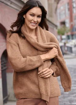 Damen Mona Pullover|Basics<Pullover mit Schal und in flauschiger Kuschelqualität