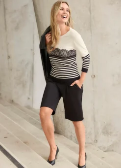 Damen Mona Pullover<Pullover mit Spitzenbesatz
