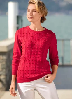 Damen Mona Pullover|Basics<Pullover mit streckendem Strukturmuster