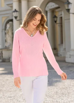 Damen Mona Basics|Pullover<Pullover mit streckenden Strukturstreifen