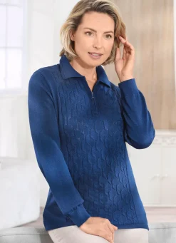 Damen Mona Basics|Pullover<Pullover mit streckender Struktur