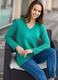 Damen Mona Pullover<Pullover mit Strukturstreifen