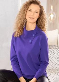 Damen Mona Basics|Pullover<Pullover mit variablem Kragen