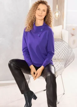 Damen Mona Basics|Pullover<Pullover mit variablem Kragen
