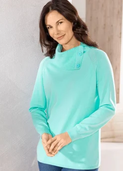 Damen Mona Basics|Pullover<Pullover mit variablem Kragen