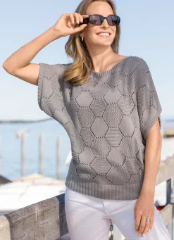 Damen Mona Pullover|Basics<Pullover mit Wabendessin