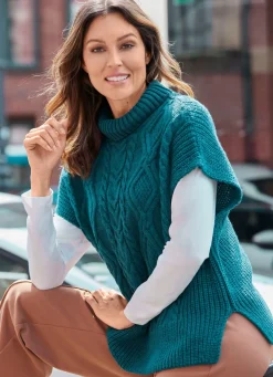 Hot Pullunder in Perlfang mit Zopfmuster Damen Pullunder|Basics