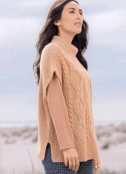 Sale Pullunder in Perlfang mit Zopfmuster Damen Pullunder|Basics