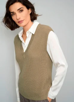 Online Pullunder mit überschnittener Schulter Damen Pullunder|Pullover