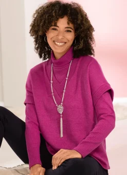 New Pullunder mit Rippenakzenten Damen Pullunder|Pullover