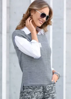 Damen Mona Pullunder|Pullover<Pullunder mit Strukturmix