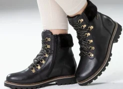 New Remonte Schnür-Stiefelette mit Plüschkragen Damen Winterschuhe|Stiefel & Stiefeletten