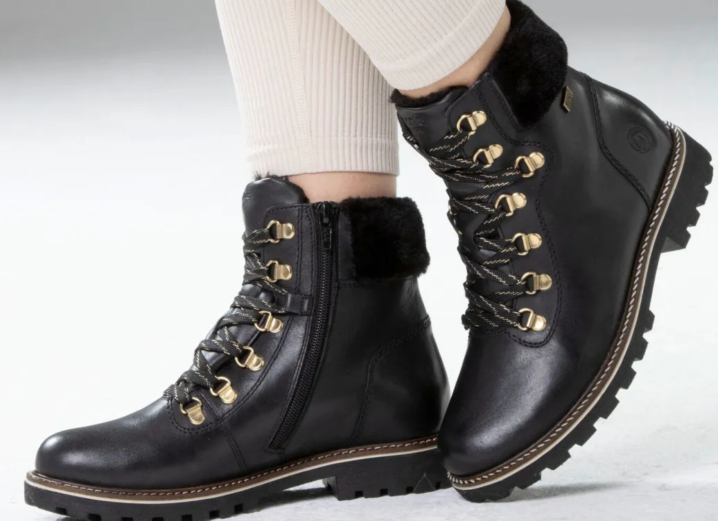 New Remonte Schnür-Stiefelette mit Plüschkragen Damen Winterschuhe|Stiefel & Stiefeletten