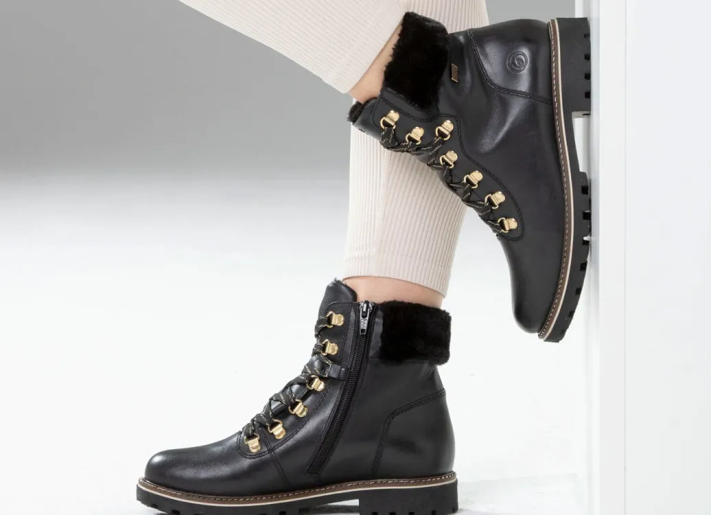 New Remonte Schnür-Stiefelette mit Plüschkragen Damen Winterschuhe|Stiefel & Stiefeletten
