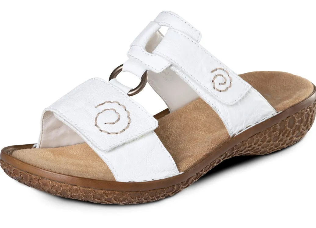 Outlet Rieker, modische Damen-Pantoletten, Weite H, mit Klettverschluss Damen Pantoletten