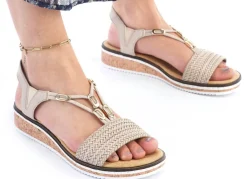 Discount Rieker Sandale mit Flechtung und Metallschmuck Damen Sandalen
