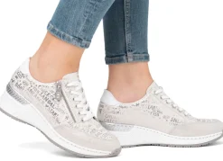 Outlet Rieker Schnür-Sneaker aus bedrucktem Synthetikmaterial Damen Sneaker & Sportschuhe|Schnürschuhe