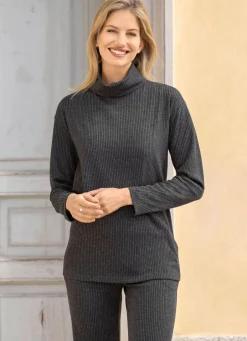 Outlet Rollkragen-Shirt Damen Langarm