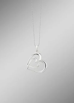 Hot Romantischer Doppelherz-Anhänger in Silber 925/- fein Damen Anhänger