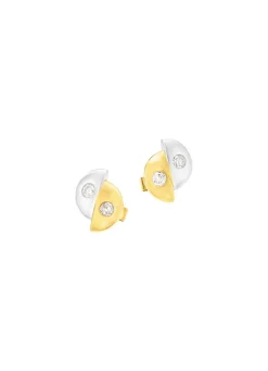 Damen Mona Ohrschmuck<Satinierte Ohrstecker in Bicolor mit 4 Brillanten