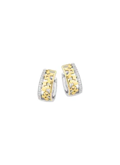 Discount Schicke Klappcreolen in Bicolor mit Zirkonia Damen Ohrschmuck