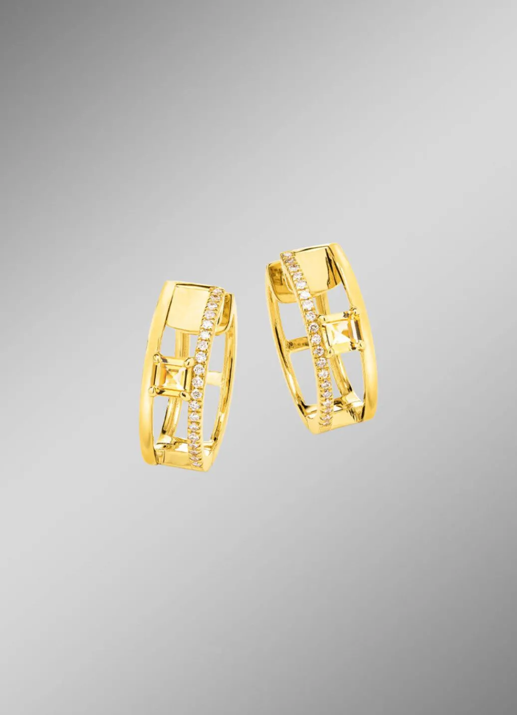 Damen Mona Ohrschmuck<Schicke Klappcreolen mit Citrin und Brillanten