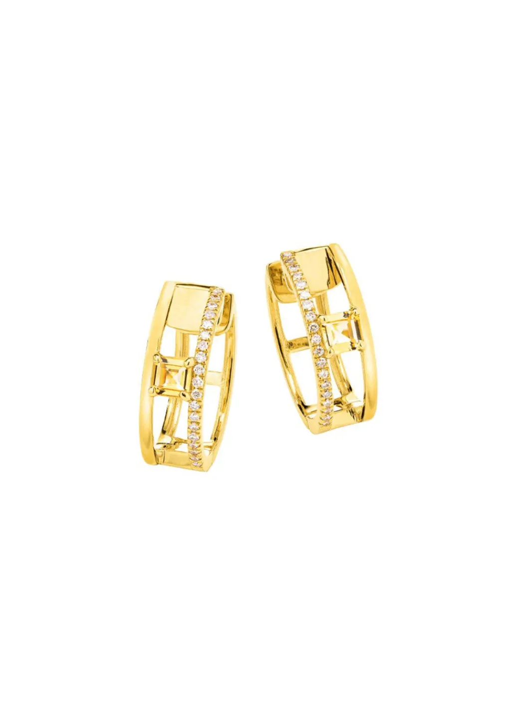 Damen Mona Ohrschmuck<Schicke Klappcreolen mit Citrin und Brillanten