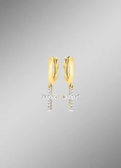 Damen Mona Ohrschmuck<Schicke Klappcreolen mit 2 Diamanten