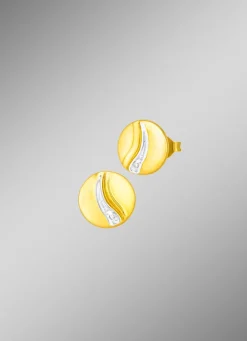 Hot Schicke Ohrstecker in Bicolor mit 2 Diamanten Damen Ohrschmuck