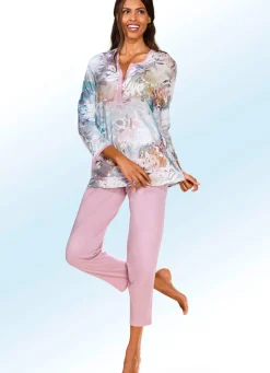 Damen Mona Schlafanzüge<Schlafanzug mit langen Ärmeln und 7/8-langer Hose