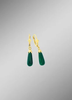 Hot Schlichte Ohrhänger mit echt Malachit Damen Ohrschmuck