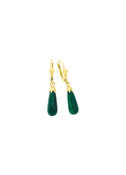 Hot Schlichte Ohrhänger mit echt Malachit Damen Ohrschmuck