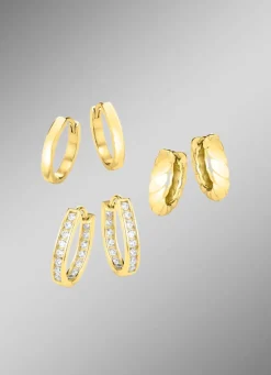 Discount Schmuckset, 3-teilig, aus 3 Paar Creolen Damen Ohrschmuck