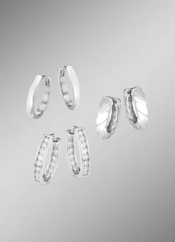 Best Schmuckset, 3-teilig, aus drei Paar Creolen Damen Ohrschmuck