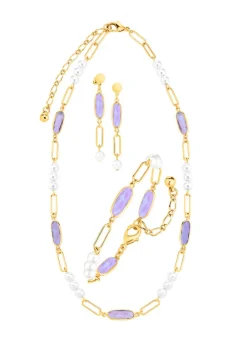 Clearance Schmuckset, 3-teilig, aus Messing mit Kristallsteinen Damen Ohrschmuck|Halsketten