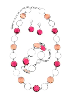 Discount Schmuckset, 3-teilig, mit Kristallsteinen Damen Ohrschmuck|Halsketten