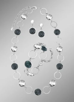 Outlet Schmuckset, 3-teilig, mit Kristallsteinen Damen Ohrschmuck|Halsketten