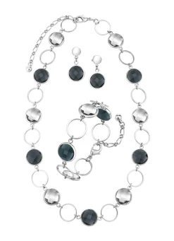 Outlet Schmuckset, 3-teilig, mit Kristallsteinen Damen Ohrschmuck|Halsketten