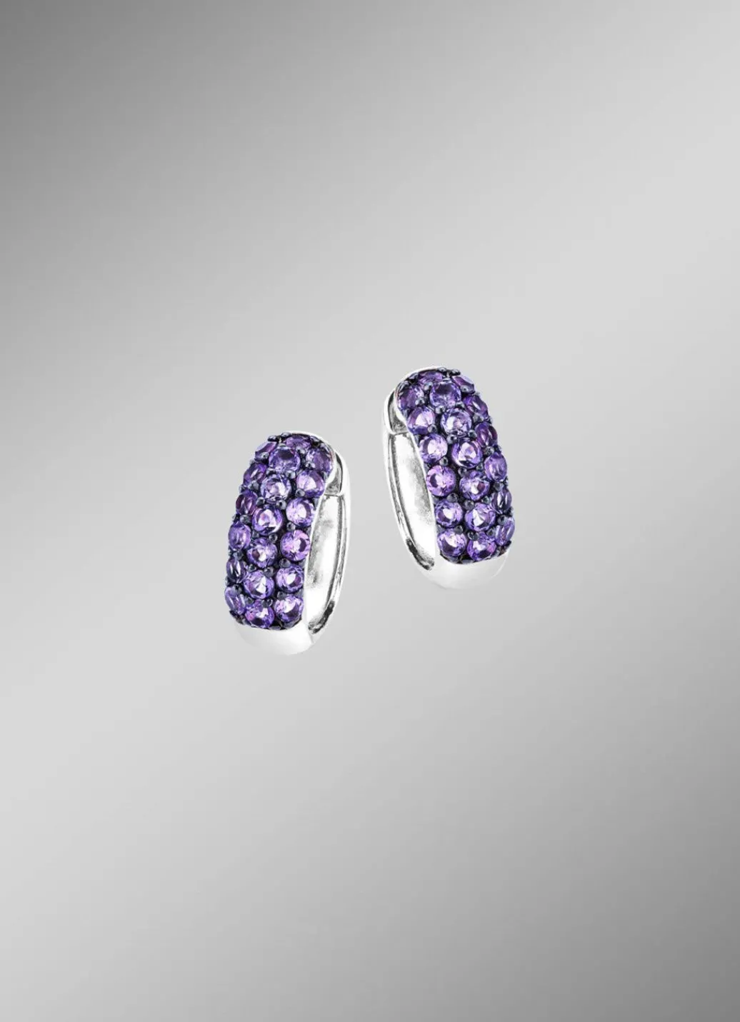 Clearance Schöne Klappcreolen mit echt Amethyst Damen Ohrschmuck