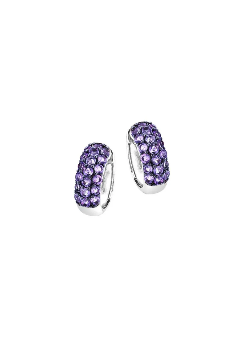 Clearance Schöne Klappcreolen mit echt Amethyst Damen Ohrschmuck