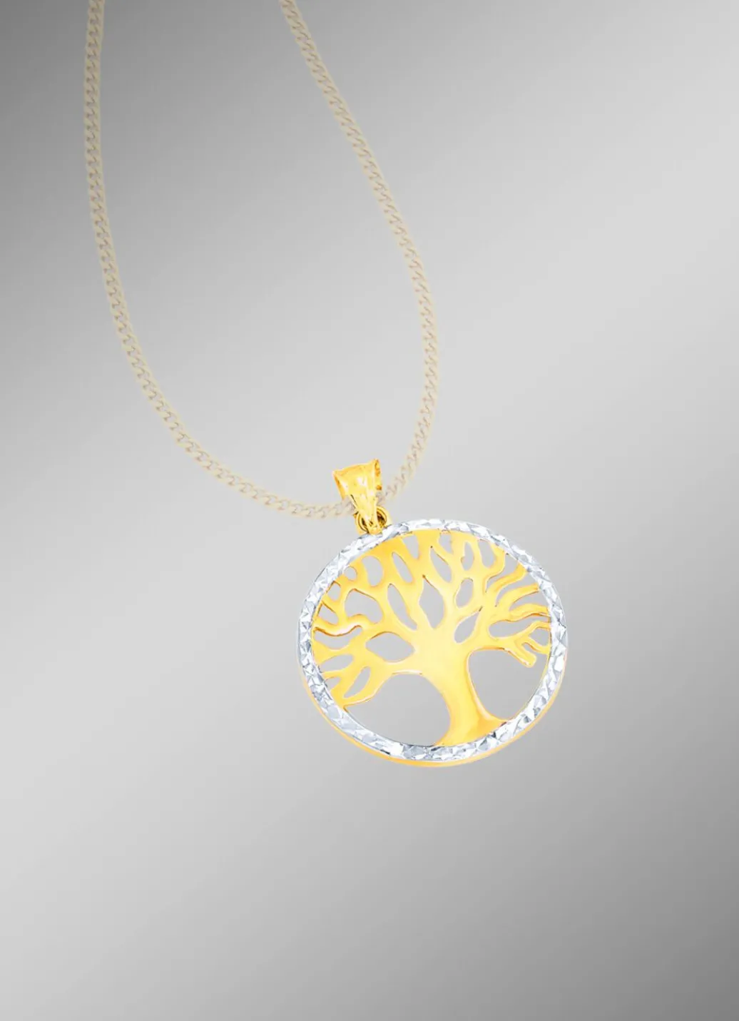 New Schöner Anhänger in Bicolor mit diamantiertem Rand Damen Anhänger