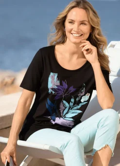 Best es Shirt mit Kontrastdruck Damen Shirts Mit Strass|Kurzarm