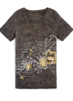 Discount Shirt in akuteller Batik-Optik in 2 Farben Damen Shirts Mit Strass|Kurzarm