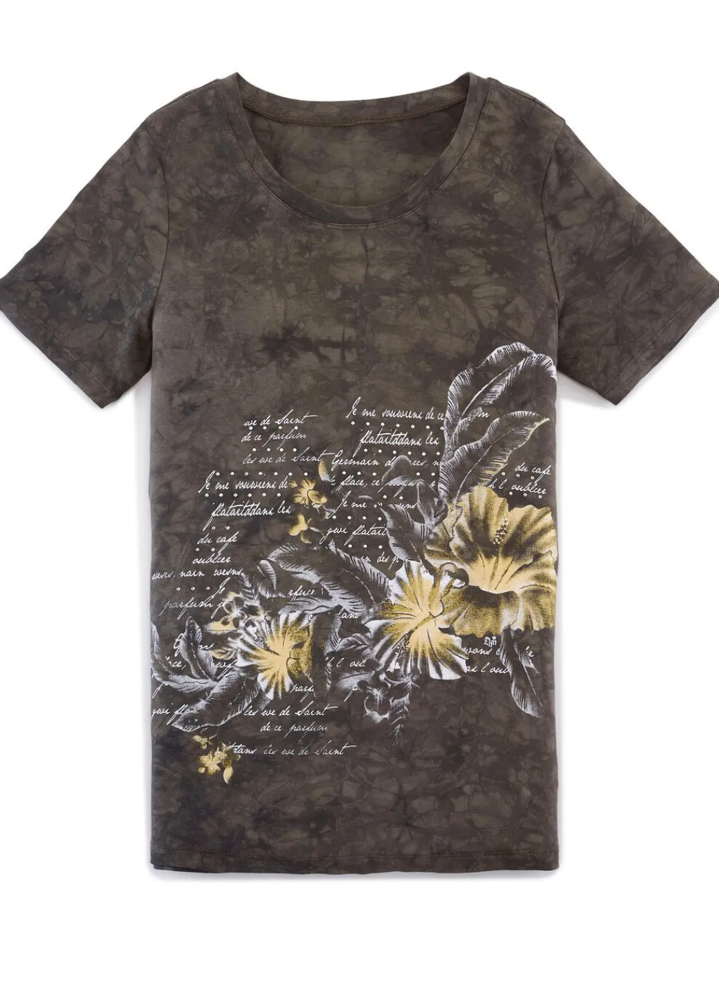 Discount Shirt in akuteller Batik-Optik in 2 Farben Damen Shirts Mit Strass|Kurzarm