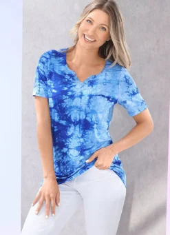 Best Shirt in Batik-Optik in 2 Farben Damen Shirts Mit Strass|Kurzarm