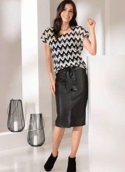 Damen Mona Kurzarm<Shirt in Häkel-Optik
